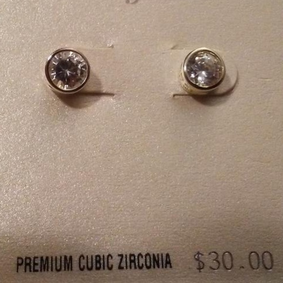 PRIMROSE Sterling Silver Cubic Zirconia Pave Studs - Picture 2 of 4